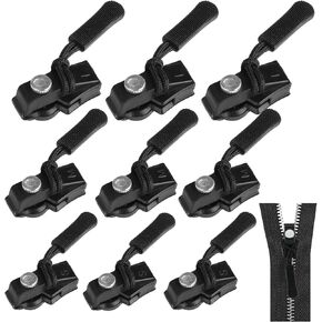 Universal Zipper Repairer,9pcs，Black Fix Zip Puller,Mini Adjustable Restorer,Zip Slider Repair Instant Kit,Zipper Repair Replacement Head for Coats, Jacket, Luggage in Kuwait