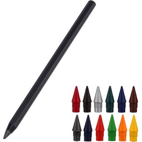 Metal Alloy Writing Instrument, No Sharpening Required Ever Forever Infinite Pencil with 12 Colored Refill Tips Reusable Inkless Everlasting Eternal Pen for Drawing Sketching Artists Students Gift in Kuwait