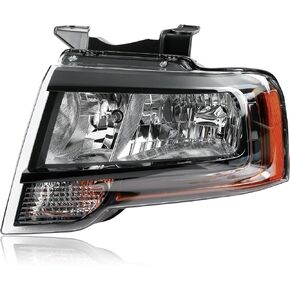 Chrome Housing Halogen Headlight Assembly Compatible with 2007-2014 Ford Expedition Halogen Headlights Front Headlamp with Bulb with Indicator Headlamp Clear Lens Left + Right Pair in Saudi Arabia