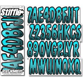 STIFFIE Waveline Mint/Black 3 بوصة ألفا رقمي تسجيل أرقام تعريف الحروف ملصقات شارات للقوارب البحرية والمركبات المائية الشخصية Jet Ski Sea-Doo in Kuwait