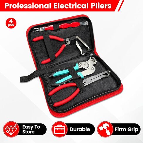 4Pcs Car Clip Pliers and Disassembly Tools, Efficient Multi-Functional Automotive Snap Pliers, Electrical Disconnect Plier for Cars, with Straight & 60° Plier, in Storage Box in Saudi Arabia