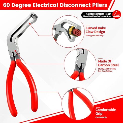 4Pcs Car Clip Pliers and Disassembly Tools, Efficient Multi-Functional Automotive Snap Pliers, Electrical Disconnect Plier for Cars, with Straight & 60° Plier, in Storage Box in Saudi Arabia