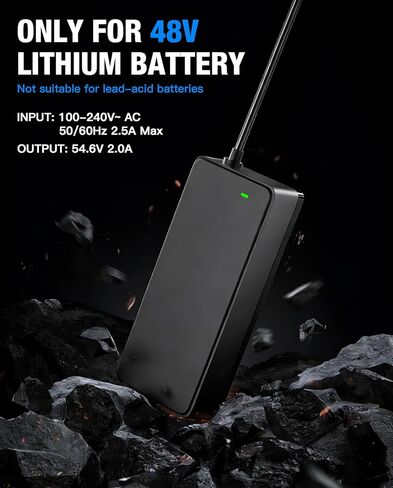 UL Listed 54.6V 2A Battery Charger Power Supply for 48V Lithium Battery, DC 5.5x2.1/5.5x2.5mm Connector Bicycle eBike Power Adapter Compatible with Lectric XP 1.0/2.0/3.0, XPremium in Saudi Arabia