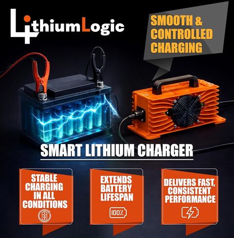 شاحن LithiumLogic™ 12V 50A LiFePO4 مع قابس SB50 Anderson وأسلاك ملحقة ومستشعر درجة الحرارة؛ IP67 مقاوم للماء مع تقنية VoltRevive™ Recovery للعربات والقوارب ومركبات ATV ورافعات البليت والرافعات الشوكية وأجهزة غسل الغاز in Kuwait