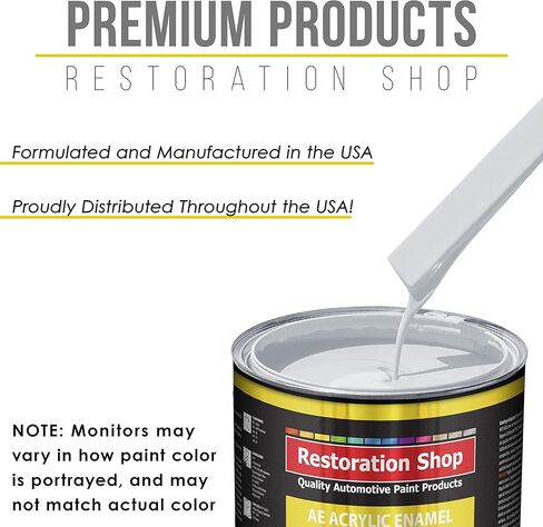 Restoration Shop - Winter White Acrylic Enamel Auto Paint - Complete Quart Paint Kit - Professional Single Stage High Gloss Automotive, Car, Truck, Equipment Coating, 8:1 Mix Ratio, 2.8 VOC in Kuwait
