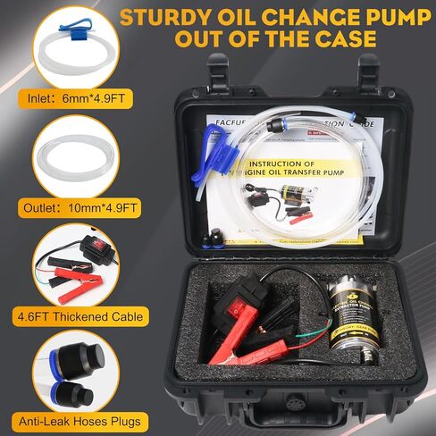 Electric Oil Extractor Pump, Engine Oil Change Pump 12/24V, Transmission Suction Pump with 100W Motor & Longer Hose, Oil Transfer Pump for Hydraulic, Differential, Gear, Lubricating Oil in Saudi Arabia