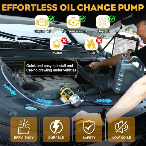 Electric Oil Extractor Pump, Engine Oil Change Pump 12/24V, Transmission Suction Pump with 100W Motor & Longer Hose, Oil Transfer Pump for Hydraulic, Differential, Gear, Lubricating Oil in Saudi Arabia