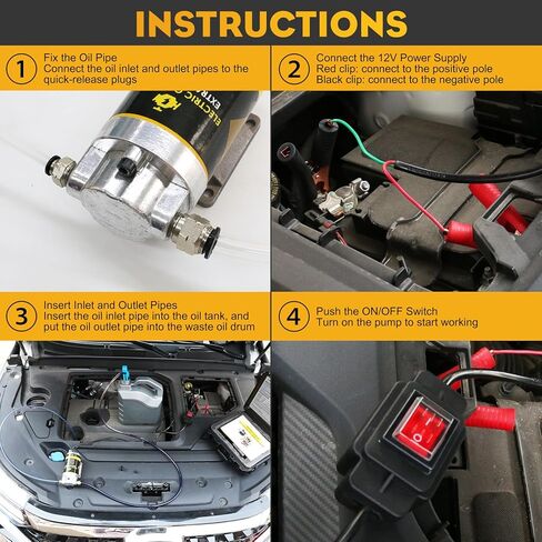 Electric Oil Extractor Pump, Engine Oil Change Pump 12/24V, Transmission Suction Pump with 100W Motor & Longer Hose, Oil Transfer Pump for Hydraulic, Differential, Gear, Lubricating Oil in Saudi Arabia