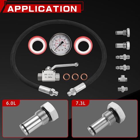 High Pressure Oil Pressure Tester Kit, IPR Air Test Tool Kit Compatible with Ford 6.0l-7.3l Powerstroke Diesel High Pressure Oil System with IPR Valve Test Fitting & Gauge in Saudi Arabia