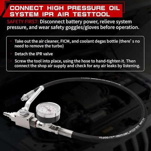 High Pressure Oil Pressure Tester Kit, IPR Air Test Tool Kit Compatible with Ford 6.0l-7.3l Powerstroke Diesel High Pressure Oil System with IPR Valve Test Fitting & Gauge in Saudi Arabia