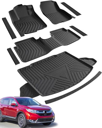 سجادات الأرضية وبطانة الحمولة لسيارة Honda CR-V 2017-2022 (ليست مخصصة للسيارات الهجينة والجولة)، وبطانات أرضية مصنوعة من مادة TPE مناسبة لجميع الأحوال الجوية، وسجادات صندوق السيارة المضادة للانزلاق وواقيات عتبات الأبواب، وإكسسوارات داخلية مخصصة للسيارة لس in Kuwait
