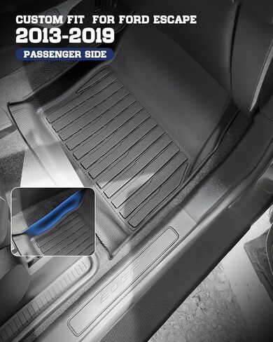 CreekT® Floor Mats for Ford Escape 2013-2019, All-Weather TPE Floor Mats & Cargo Liner with Door Sill Guards Accessories, Full Coverage Set in Kuwait