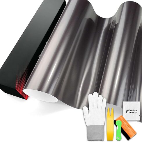 PET Liquid Metallic Gunmetal Gray Gloss Vinyl Wrap Auto Car Sticker Decal Film Sheet Bubble Free Air Release Technology 2pcs 10cmx20cm Sample in Kuwait