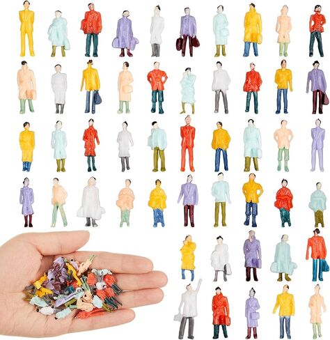 Hungdao 150 Pcs Small 1: 87 Ho Scale Tiny Miniature People Figurines for Park Street Miniature Scenes Sitting Standing Tiny Architectural People Painted Figures in Kuwait