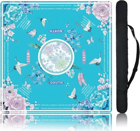 Mahjong Mat for Table, American Mahjong Mat with Printed Rules, 31.5" x 31.5", Anti-Slip Noise-Reducing Table Cover with Carrying Bag for Mahjong, Poker, Board Games, Dominoes and Card Games in Saudi Arabia
