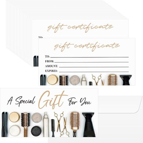 PLIGREAT 40 Sets Nail Salon Blank Gift Certificate, Creative Voucher Blank Gift Cards with Envelopes for Business Nail Shop Beauty Salon Customer Voucher Card Holiday Gift Card, 6.63 x 3.34 inches in Kuwait