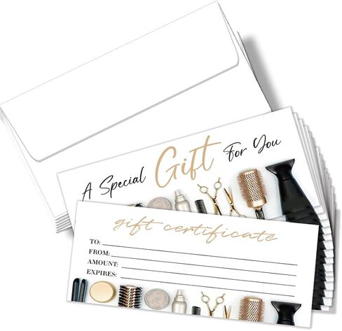 PLIGREAT 40 Sets Nail Salon Blank Gift Certificate, Creative Voucher Blank Gift Cards with Envelopes for Business Nail Shop Beauty Salon Customer Voucher Card Holiday Gift Card, 6.63 x 3.34 inches in Kuwait