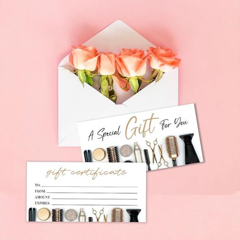 PLIGREAT 40 Sets Nail Salon Blank Gift Certificate, Creative Voucher Blank Gift Cards with Envelopes for Business Nail Shop Beauty Salon Customer Voucher Card Holiday Gift Card, 6.63 x 3.34 inches in Kuwait