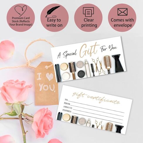 PLIGREAT 40 Sets Nail Salon Blank Gift Certificate, Creative Voucher Blank Gift Cards with Envelopes for Business Nail Shop Beauty Salon Customer Voucher Card Holiday Gift Card, 6.63 x 3.34 inches in Kuwait