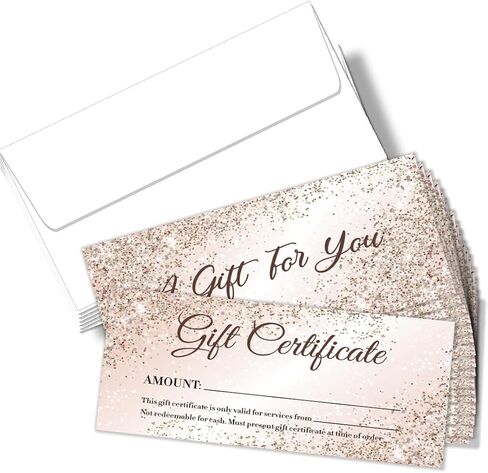 PLIGREAT 40 Sets Nail Salon Blank Gift Certificate, Creative Voucher Blank Gift Cards with Envelopes for Business Nail Shop Beauty Salon Customer Voucher Card Holiday Gift Card, 6.63 x 3.34 inches in Kuwait