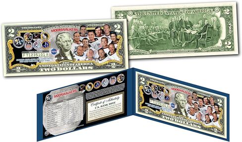 MOONWALKERS 12 Astronauts Who Walked on Moon Uncirculated Two Dollar Bill Special Edition Collectible Display Holder and Certificate in Saudi Arabia