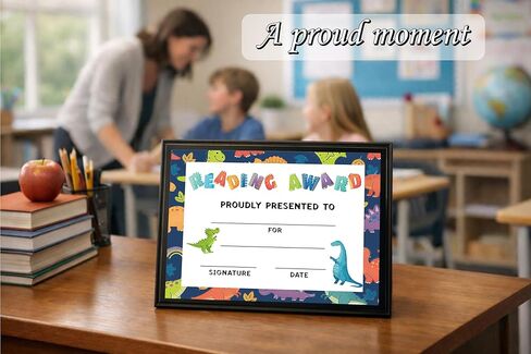 Reading Certificate of Achievement, 25 Pcs Reading Award Certificates for Kids Children, Dinosaur School Read Club Award Decorations Favors Supplies, 15 in Saudi Arabia