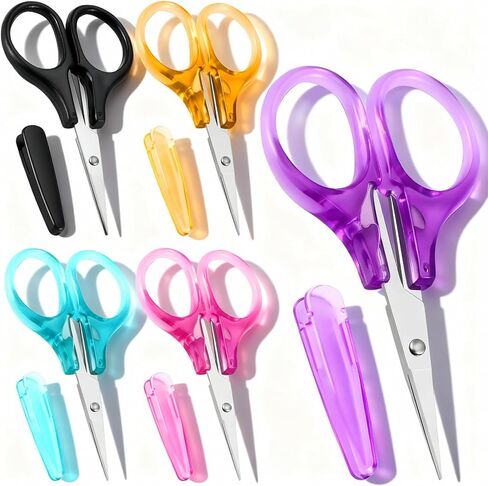 5Pcs Small Craft Scissors 3.5" Stainless Steel Mini Detail Craft Scissor with Protective Cover, Straight Sharp Tiny Travel Scissors for Embroidery Paper Cutting Sewing Knitting Crafting in Saudi Arabia