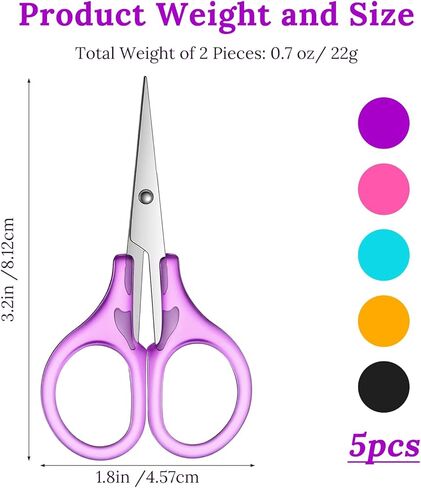 5Pcs Small Craft Scissors 3.5" Stainless Steel Mini Detail Craft Scissor with Protective Cover, Straight Sharp Tiny Travel Scissors for Embroidery Paper Cutting Sewing Knitting Crafting in Saudi Arabia