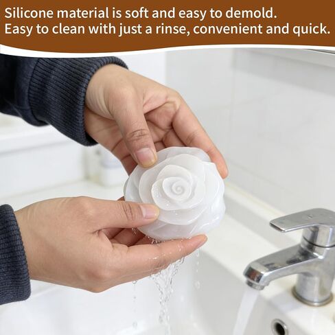 Flower Candle Molds - 3pcs Small 3D Rose Silicone Soap Wax Molds Set for Soy Wax Beeswax DIY Candle Making, Valentine's Mother's Day Crafts in Saudi Arabia