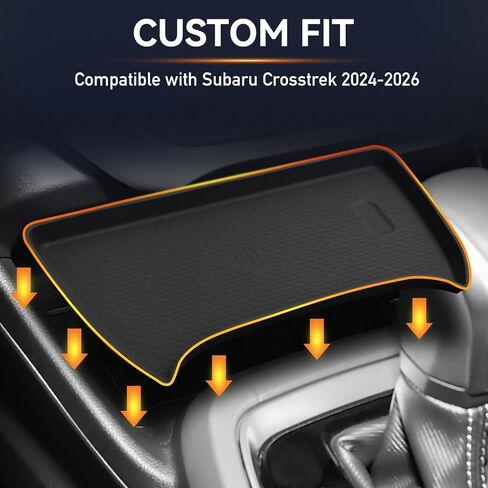حصيرة حماية للشحن اللاسلكي متوافقة مع ملحقات Subaru Crosstrek 2026 2025 2024، ملحقات داخلية لوحدة التحكم المركزية من السيليكون المضادة للانزلاق باللون الأسود in Kuwait