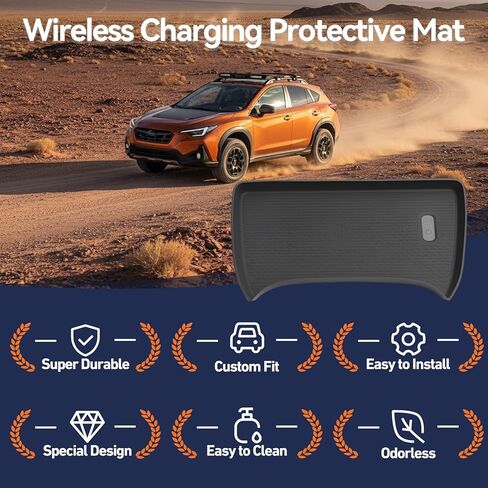 حصيرة حماية للشحن اللاسلكي متوافقة مع ملحقات Subaru Crosstrek 2026 2025 2024، ملحقات داخلية لوحدة التحكم المركزية من السيليكون المضادة للانزلاق باللون الأسود in Kuwait