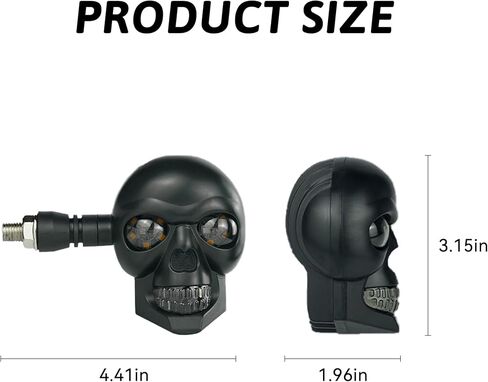 2PCS Motorcycle Skull Turn Signal Light, Waterproof LED Warning Light Decoration, 10 mm Screw Blinkers Indicator Replacement Part, Universal for Scooter Dirt Bike (Red & Yellow) in Saudi Arabia
