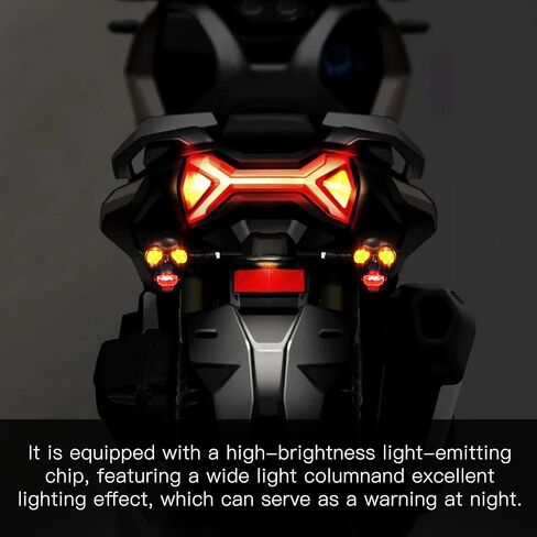 2PCS Motorcycle Skull Turn Signal Light, Waterproof LED Warning Light Decoration, 10 mm Screw Blinkers Indicator Replacement Part, Universal for Scooter Dirt Bike (Red & Yellow) in Saudi Arabia