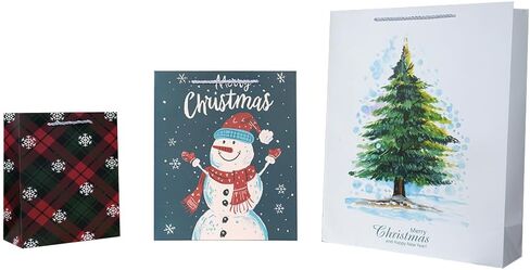 Christmas Gift Bags Bundle for Family Office Gifts for Coworkers Winter Snowflakes, Christmas Trees, and Gingerbread Men Theme Festive Holiday Packaging Ideal for Christmas Giving (Christmas set 2) in Saudi Arabia