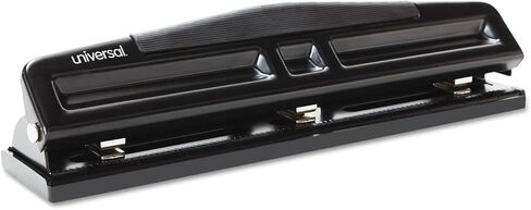 Universal Deluxe Manual Paper 3-Hole Punch, 12 Sheet Capacity, 9/32" Punch Size, Black in Kuwait