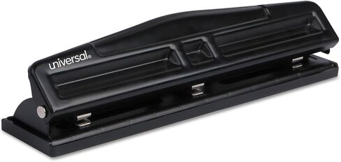 Universal Deluxe Manual Paper 3-Hole Punch, 12 Sheet Capacity, 9/32" Punch Size, Black in Kuwait
