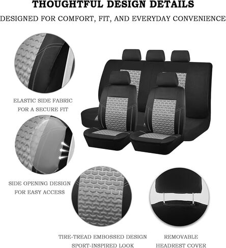 Car Seat Cover for Ford Bronco Big Bend 2021-2026, Full Set Front & Rear Seats, Breathable Comfortable Durable Protective Seat Covers for SUVs, Trucks & Travel,A Black Grey in Kuwait