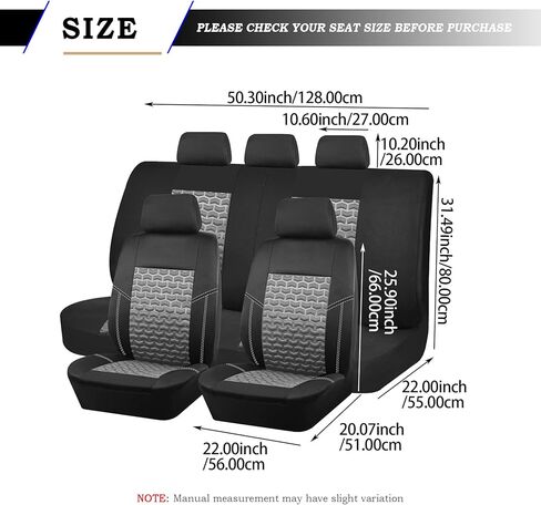 Car Seat Cover for Ford Bronco Big Bend 2021-2026, Full Set Front & Rear Seats, Breathable Comfortable Durable Protective Seat Covers for SUVs, Trucks & Travel,A Black Grey in Kuwait