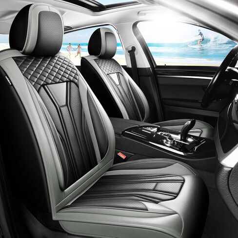 أغطية مقاعد السيارة Fit Cherokee لسيارة Jeep Grand Cherokee 2007-2025 2026 - جلد فاخر، مقاوم للماء، مسامي، وسادة مقعد واقية لجميع الأحوال الجوية ومتوافقة مع الوسائد الهوائية، مجموعة كاملة باللون البني in Kuwait