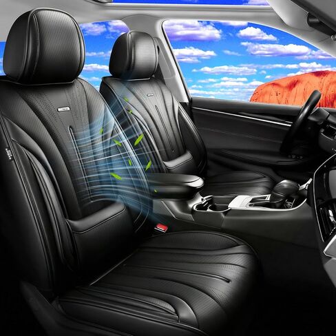 Fit Rogue Car Seat Covers for Nissan Rogue 2015-2026, Premium Full Coverage Leather, Airbag Compatible, Waterproof & All Weather Breathable Seat Cushion Protector, Full Set, Black+Red in Saudi Arabia