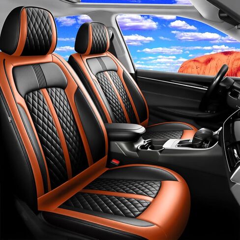 Fit Rogue Car Seat Covers for Nissan Rogue 2015-2026, Premium Full Coverage Leather, Airbag Compatible, Waterproof & All Weather Breathable Seat Cushion Protector, Full Set, Black+Red in Saudi Arabia