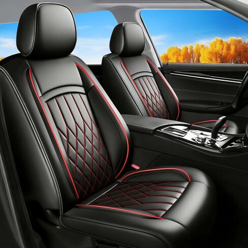 Durango Seat Covers Custom Fit for Dodge Durango 2007-2025 (Only 5-Seat Version) - Full Set Premium Leather, Waterproof, All-Weather, Airbag Compatible, Car Seat Protectors (Redline) in Kuwait