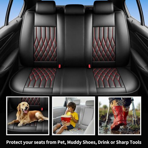 Durango Seat Covers Custom Fit for Dodge Durango 2007-2025 (Only 5-Seat Version) - Full Set Premium Leather, Waterproof, All-Weather, Airbag Compatible, Car Seat Protectors (Redline) in Kuwait