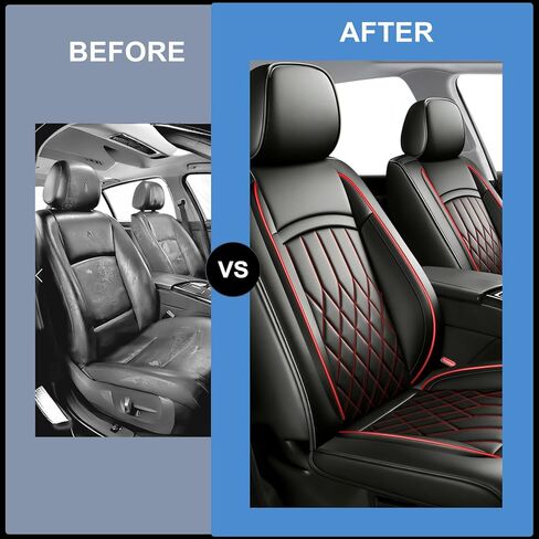 Durango Seat Covers Custom Fit for Dodge Durango 2007-2025 (Only 5-Seat Version) - Full Set Premium Leather, Waterproof, All-Weather, Airbag Compatible, Car Seat Protectors (Redline) in Kuwait