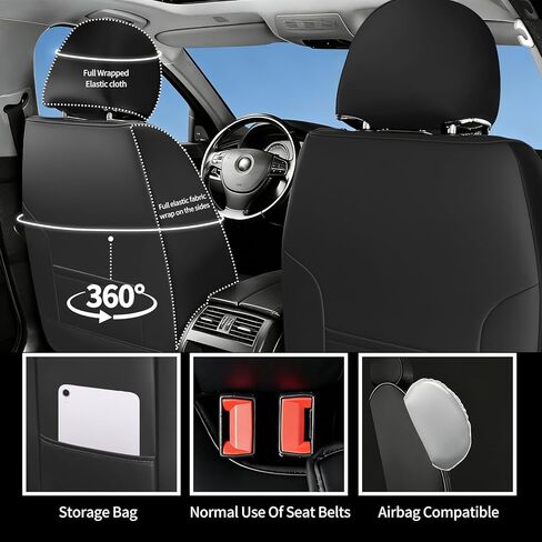 Durango Seat Covers Custom Fit for Dodge Durango 2007-2025 (Only 5-Seat Version) - Full Set Premium Leather, Waterproof, All-Weather, Airbag Compatible, Car Seat Protectors (Redline) in Kuwait