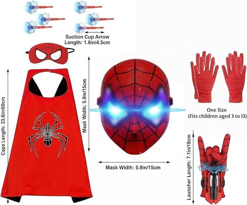 Superhero capes and costumes, LED masks and web shooter toys, role-playing sets, launchers with suction cup darts, spider toys suitable for boys aged 4-6 and 8-12, birthday and Excellent Party Favors in Kuwait