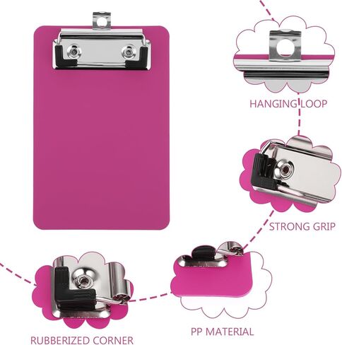 Bewudy 4 Pack Small Clipboards 4 x 6 Inch, Mini Clip Board Notepads Clipboard, Letter Size Plastic Pocket Clipboard with Low Profile Clip, for Office Classroom Supplies(4 Color A) in Kuwait