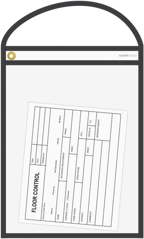Yellow Neon Stitched Work Ticket Holders 10" × 13-1/2" – Heavy Duty 6 Mil Vinyl Top Load Work Order Holders, Clear Document Sleeves with Strap, Vinyl Repair Ticket Protectors for Shops - Pack of 20 in Kuwait