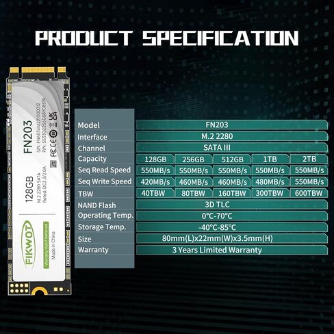 FN960 2TB M.2 NVMe SSD PCIe Gen4 x4 2280 Internal Solid State Drive with Heatsink, Up to 4,800MB/s, Dynamic SLC Cache, Compatible with PS5 Internal SSD in Saudi Arabia