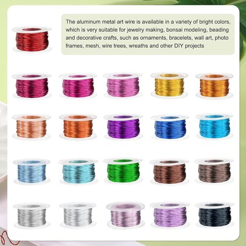Generic 20 Gauge Aluminum Craft Wire 0.8mm 98.5ft Flexible Bendable Anodized Metal Jewelry Sculpting Wire for Jewelry Making Modelling Craft DIY, Bright Silver in Kuwait